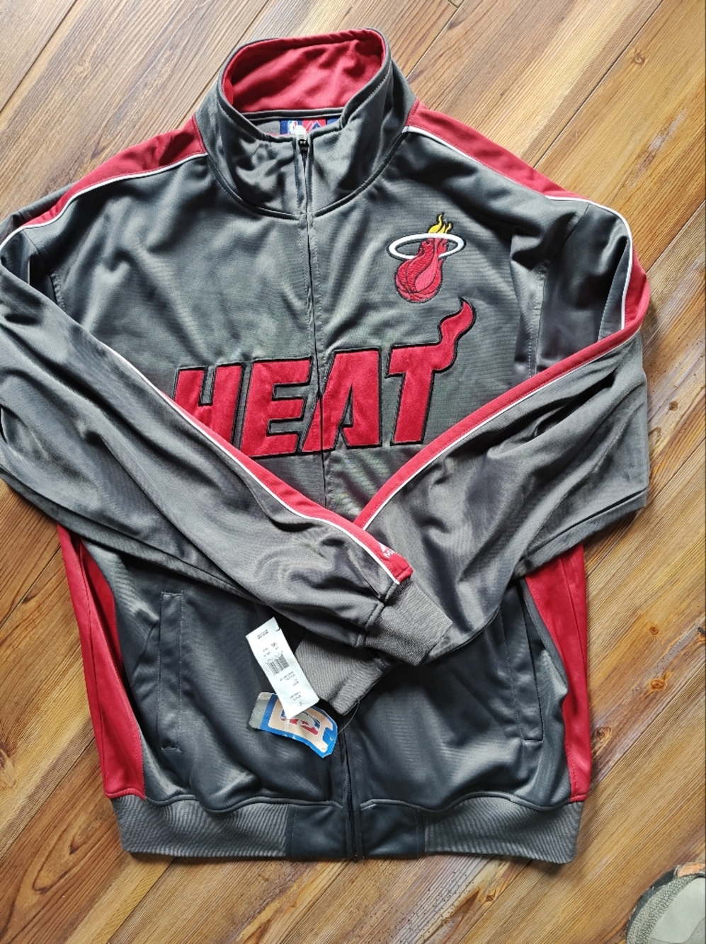 Majestic Gray and Red Miami Heat Jacket